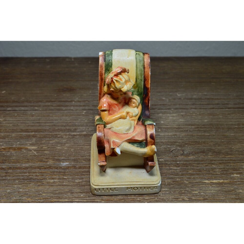 Sebastian Miniatures "Little Mother" Figurine  Hand Cut & Painted Girl W/Baby